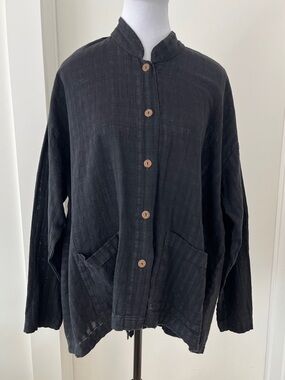 YASUKO KURISAKA Asymmetric Jacket Artsy Avante Garde Lagenlook Minimalist